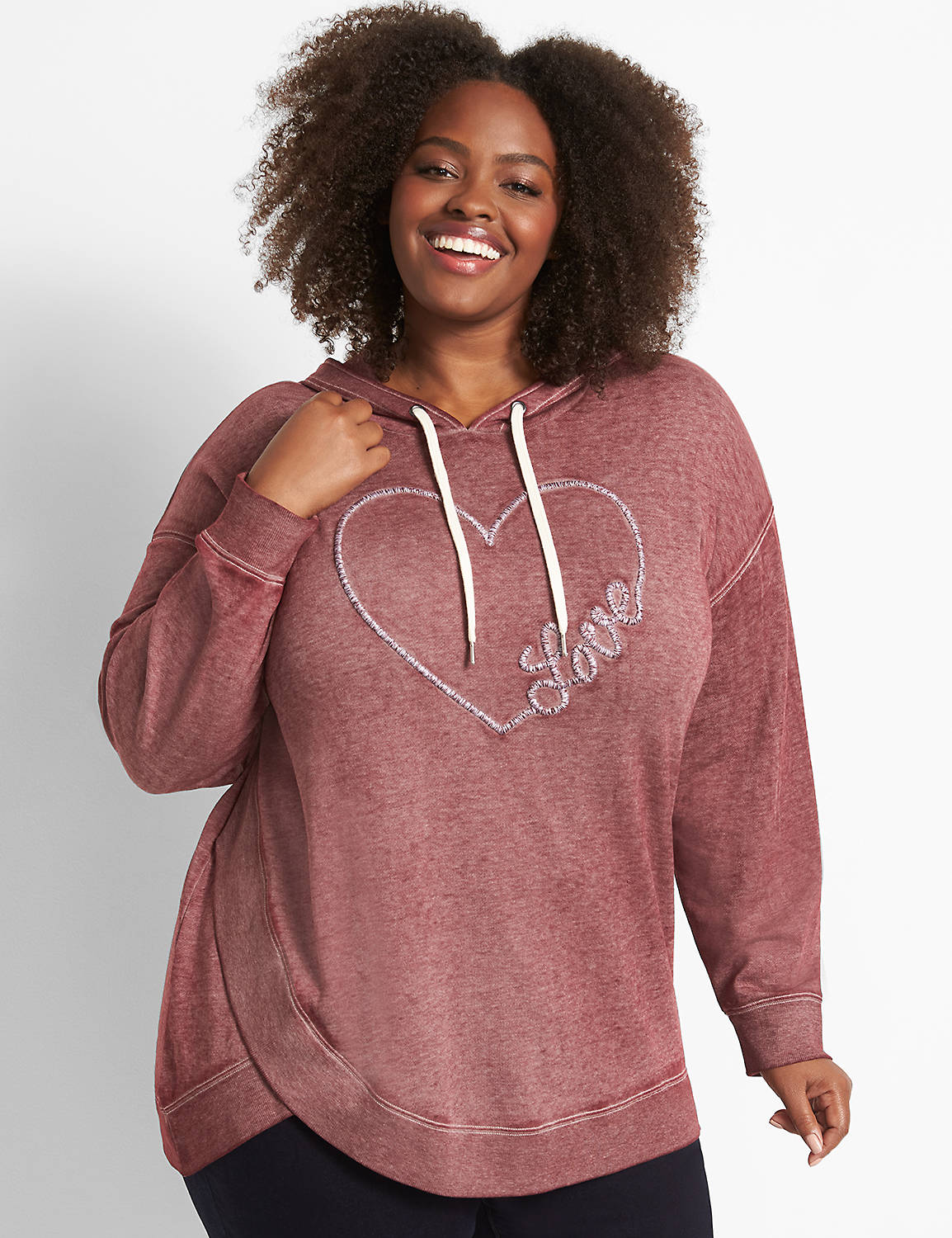 Heart Graphic Layered Hoodie Product Image 1