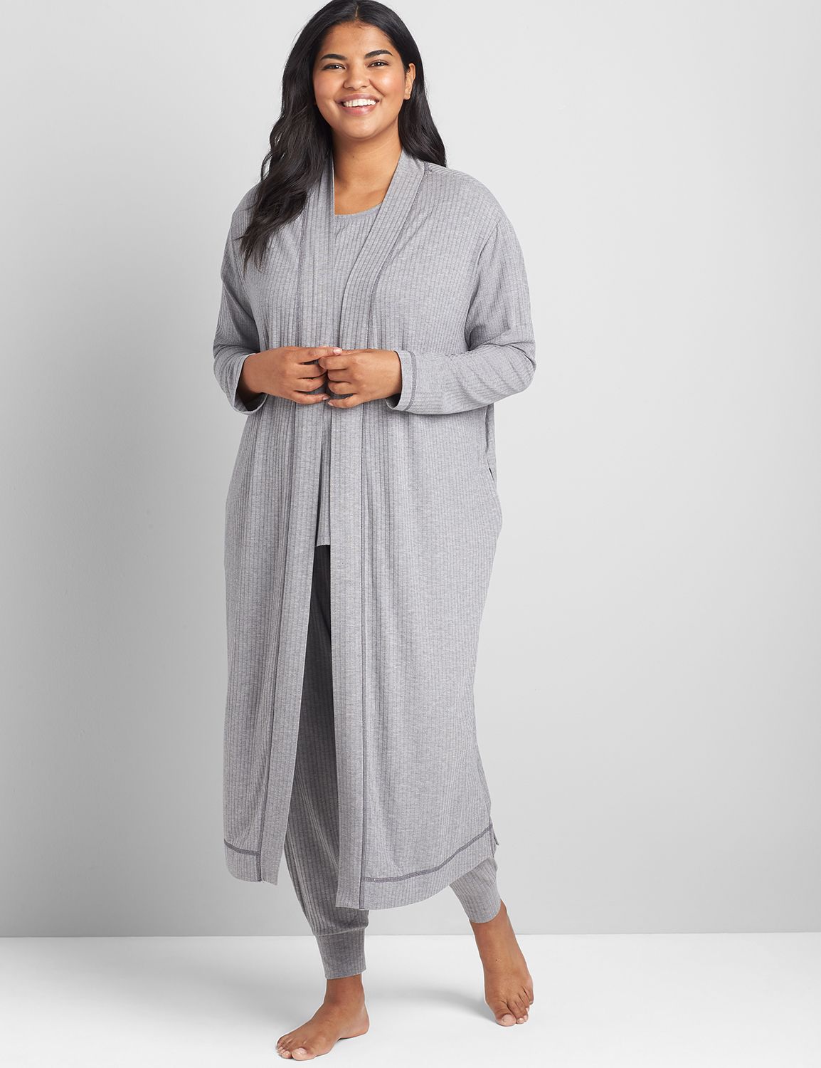 Rib Midi Lounge Robe 1120505 F Product Image 1