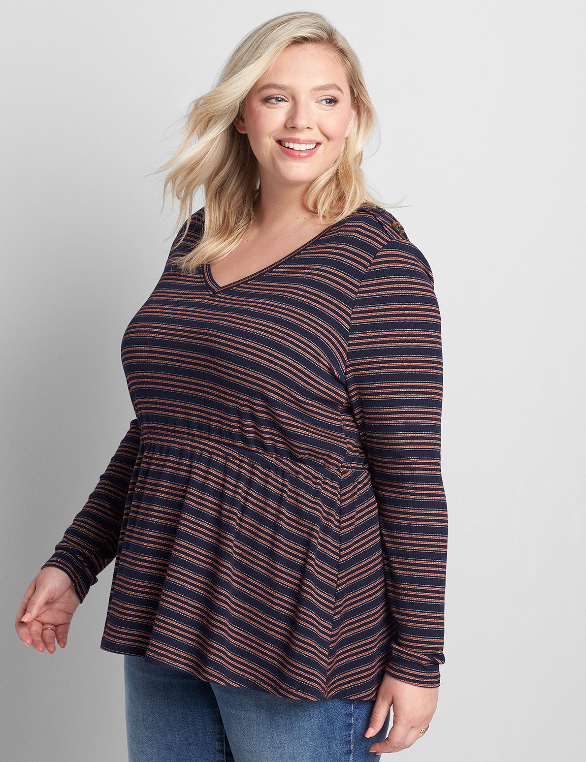 Three Quarter Sleeve Vneck With Ela Product Image 1
