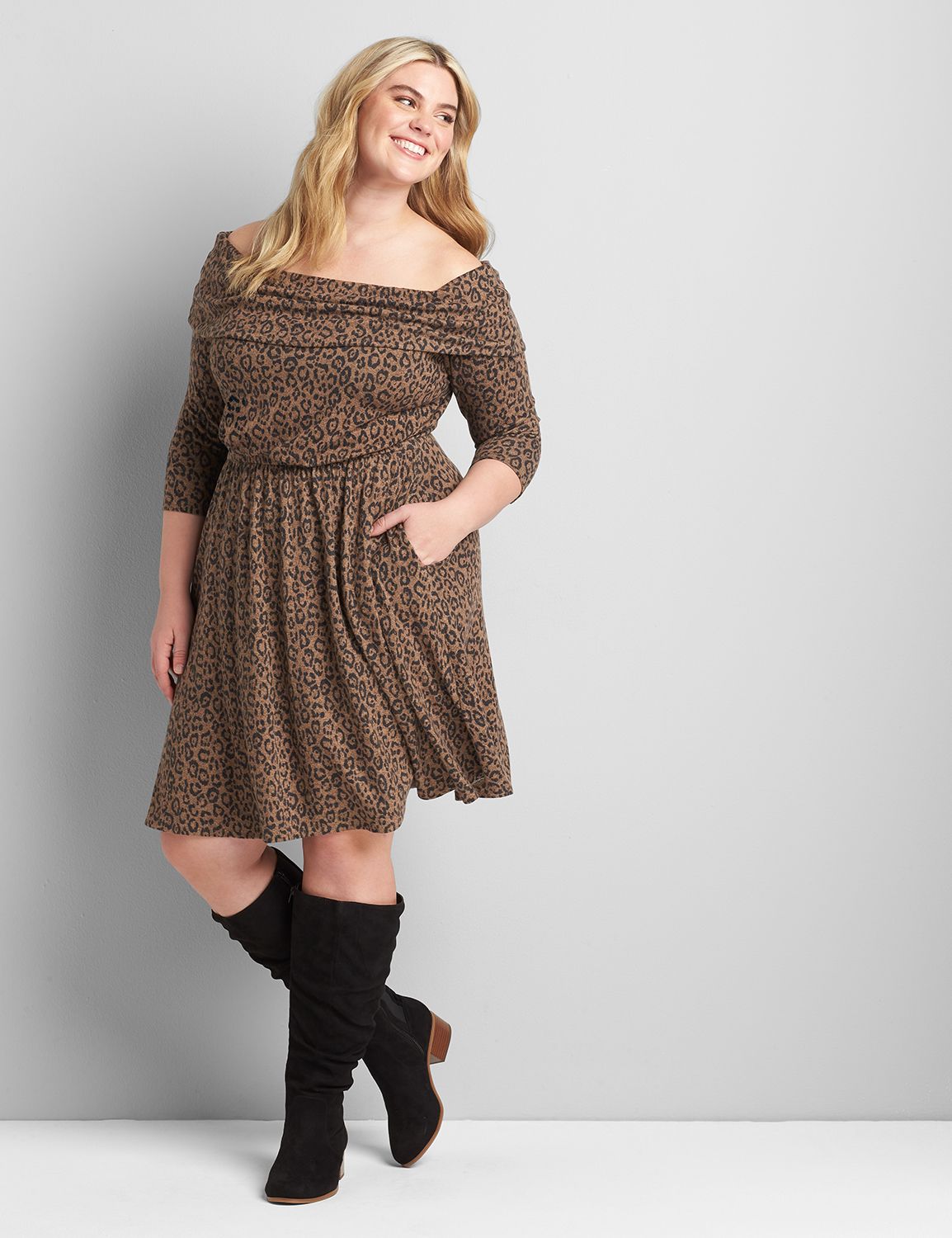 Lane bryant off 2025 the shoulder dress