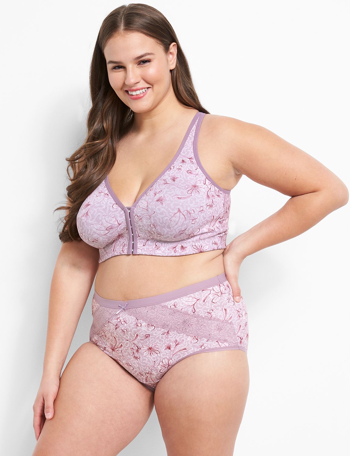 Cotton Unlined No Wire Front-Close 1120806:London Floral_Elderberry_CF21212:36DD Product Image 1