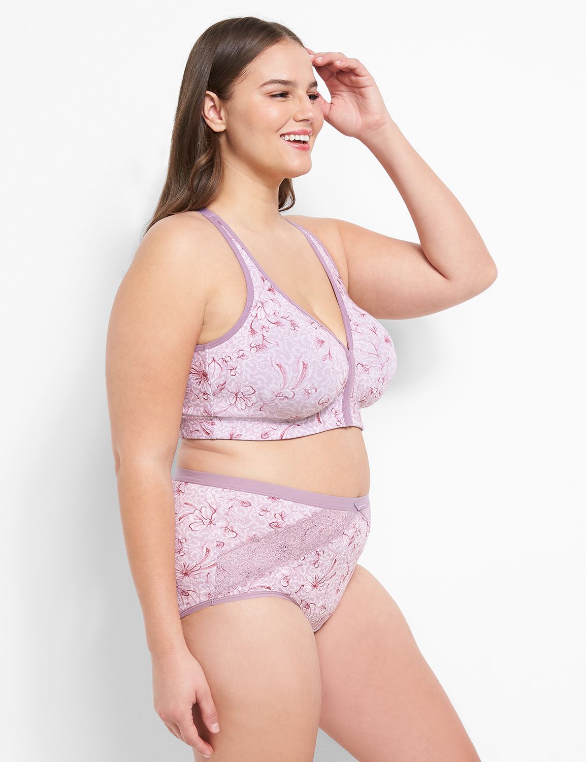 Cotton Unlined No Wire Front-Close 1120806:London Floral_Elderberry_CF21212:36DD Product Image 3