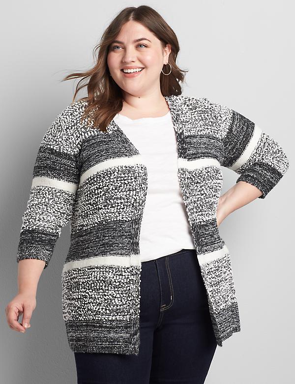 Striped Open-Front Cardigan