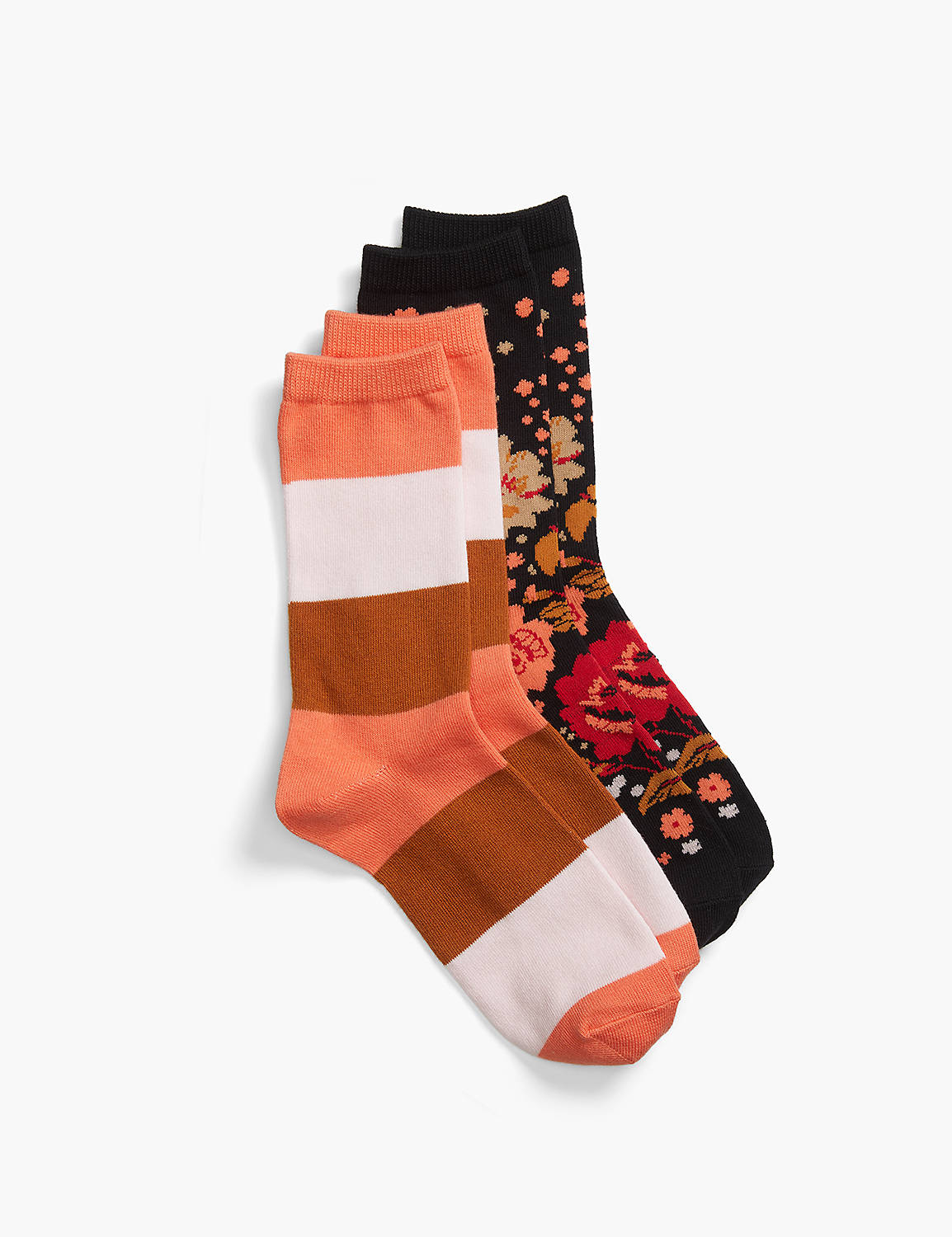 2-Pack Crew Socks - Floral & Stripes Product Image 1