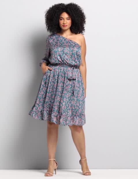 One-Shoulder Fit & Flare Dress image number 0