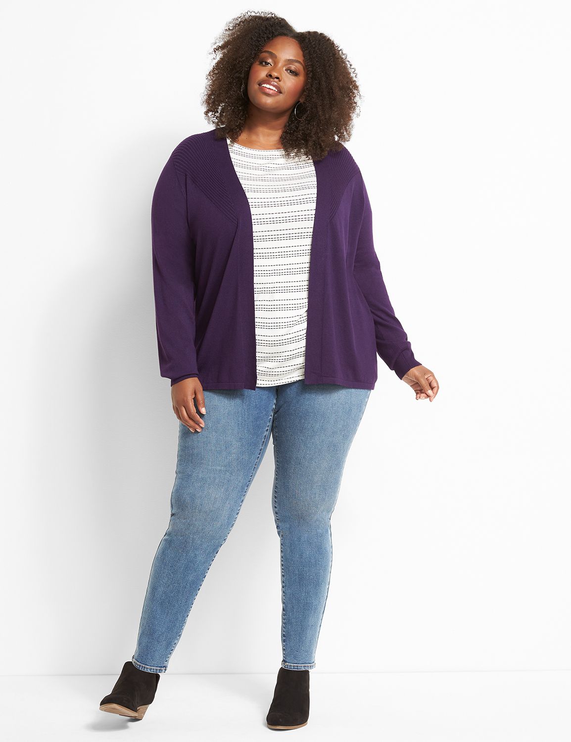 Ribbed Detail Open-Front Cardigan Product Image 3