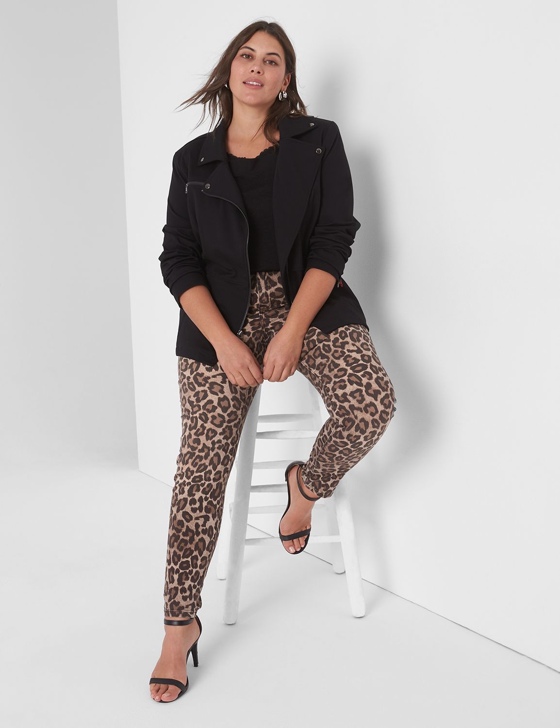 Shop Plus Size Ponte Moto Legging in Black