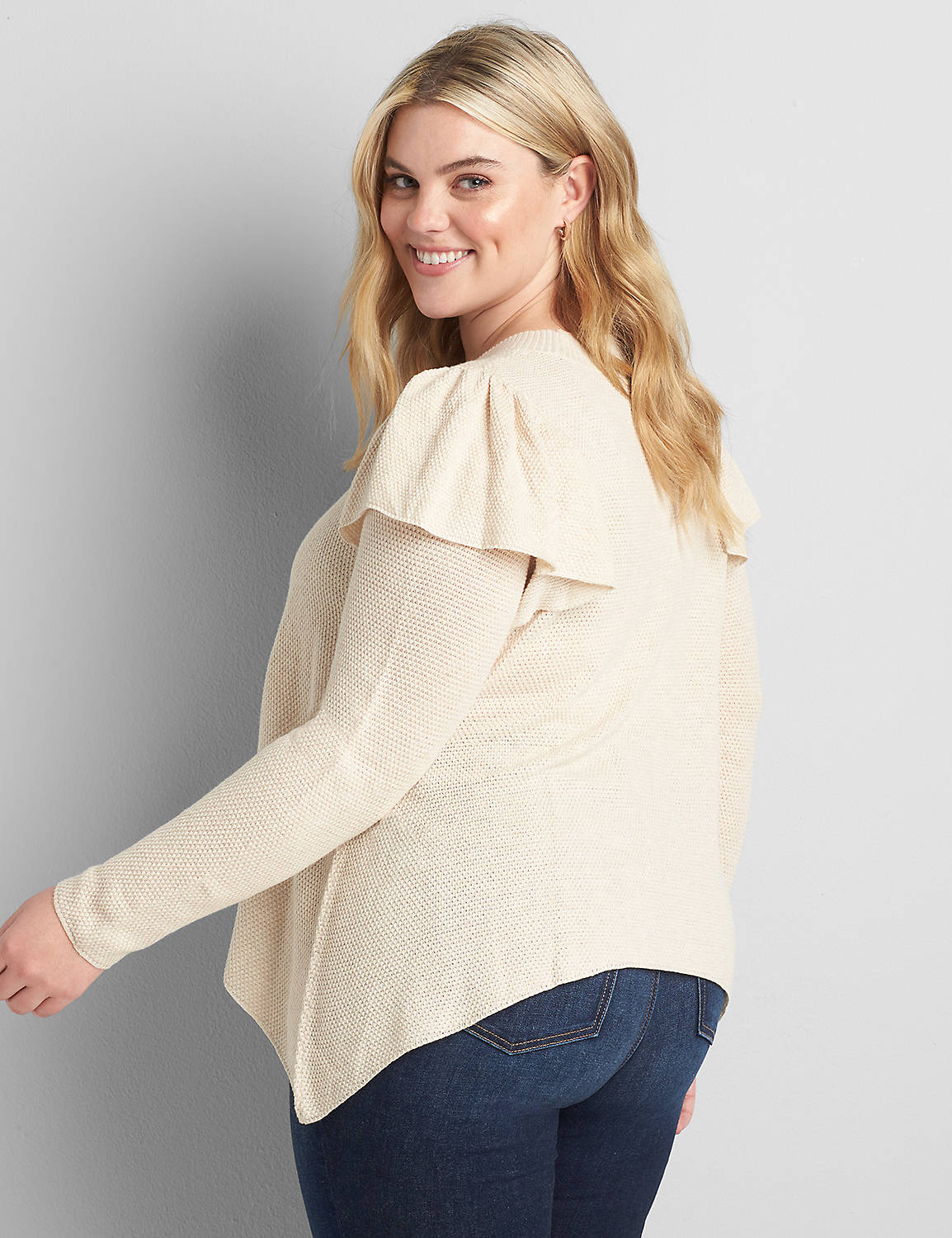 Long Ruffle-Sleeve Sweater Product Image 2