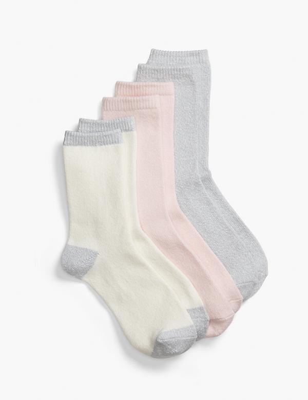 3-Pack Boot Socks - Pink, Cream & Heathered Gray