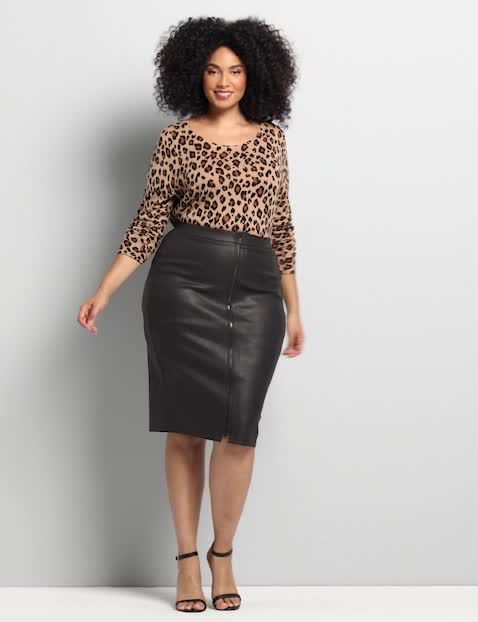 Two-Way Exposed Zipper Pencil Skirt image number 0