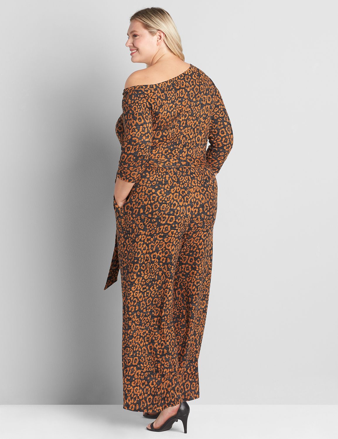 One-Shoulder Hacci Jumpsuit Product Image 2