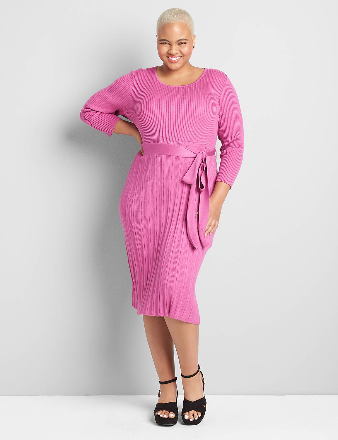 Ribbed Mix Sweater Dress Product Image 1