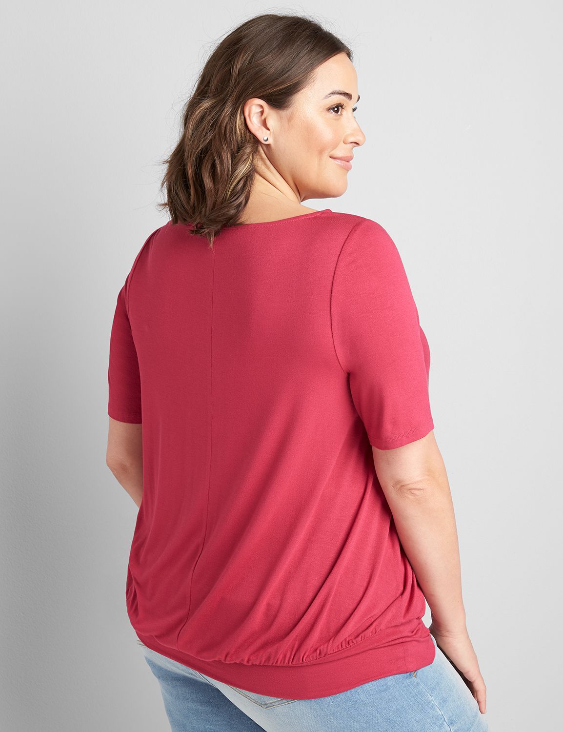 Perfect Sleeve Boatneck Banded Bottom Knit Top 1124087:PANTONE Sangria:10/12 Product Image 2