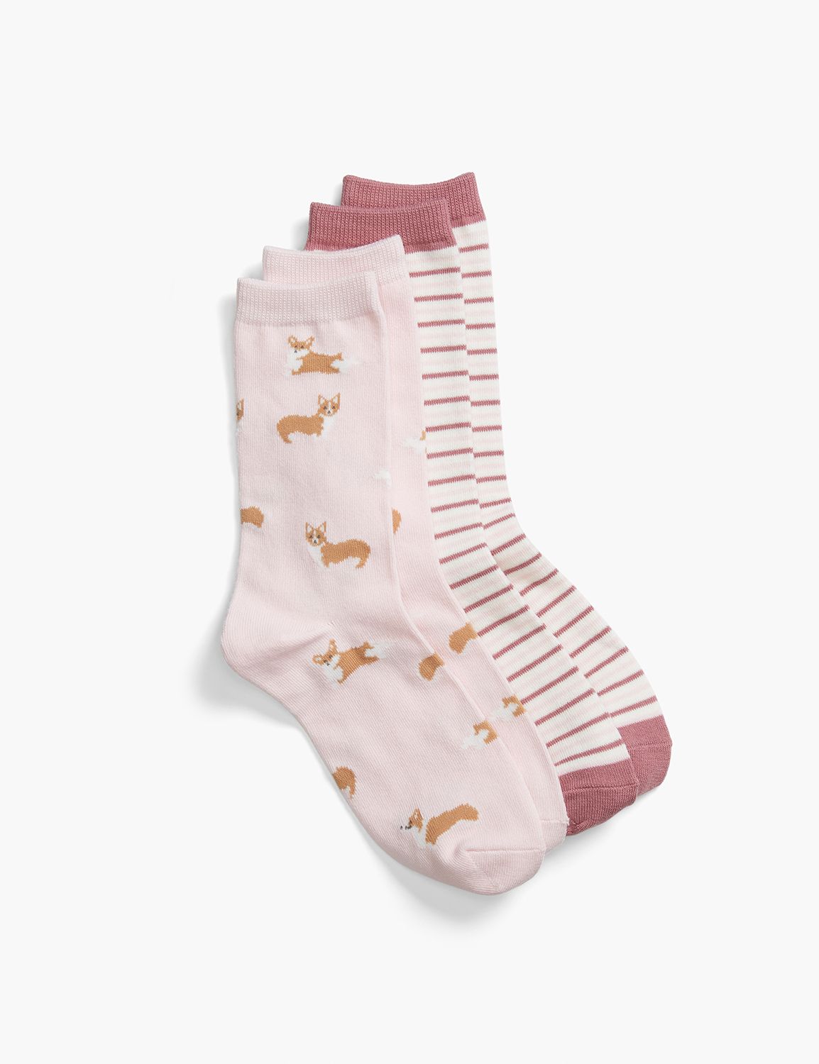 Corgi Dog & Stripe 2 Pack Crew Sock Product Image 1
