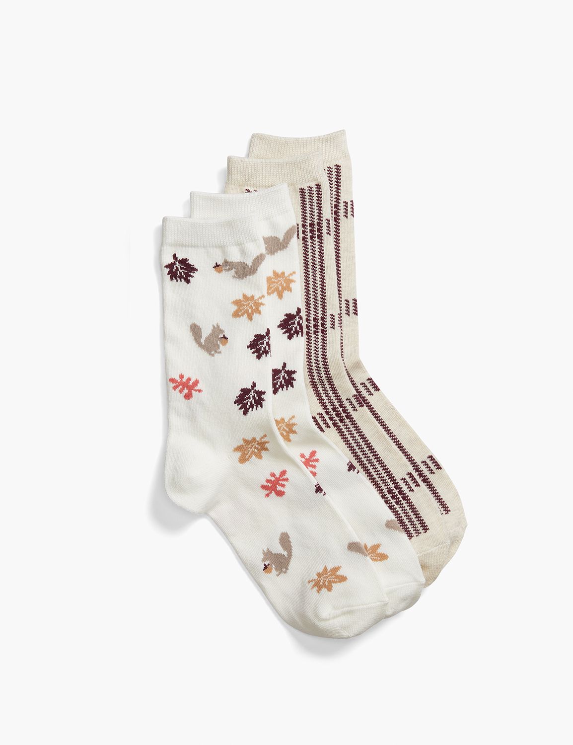 Fall Theme 2 Pack Crew Socks:PANTONE Vanilla Cream:ONESZ Product Image 1