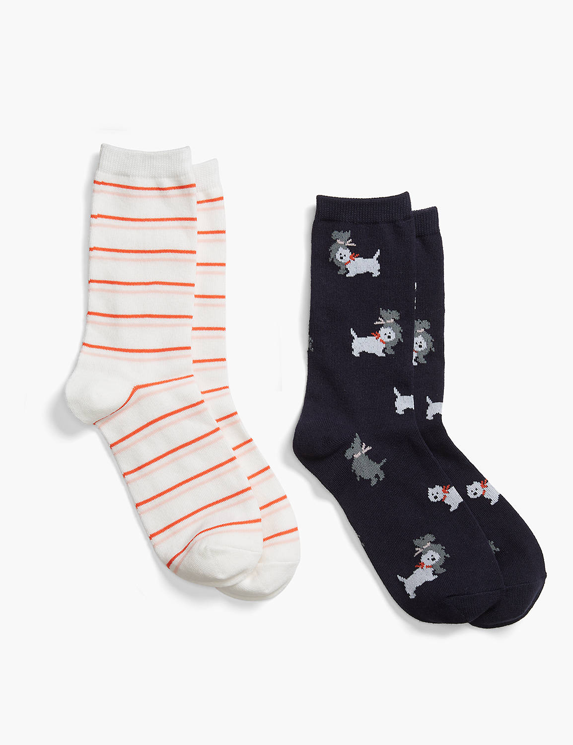Scottie Dog & Stripe Crew Socks:PANTONE Night Sky:ONESZ Product Image 1