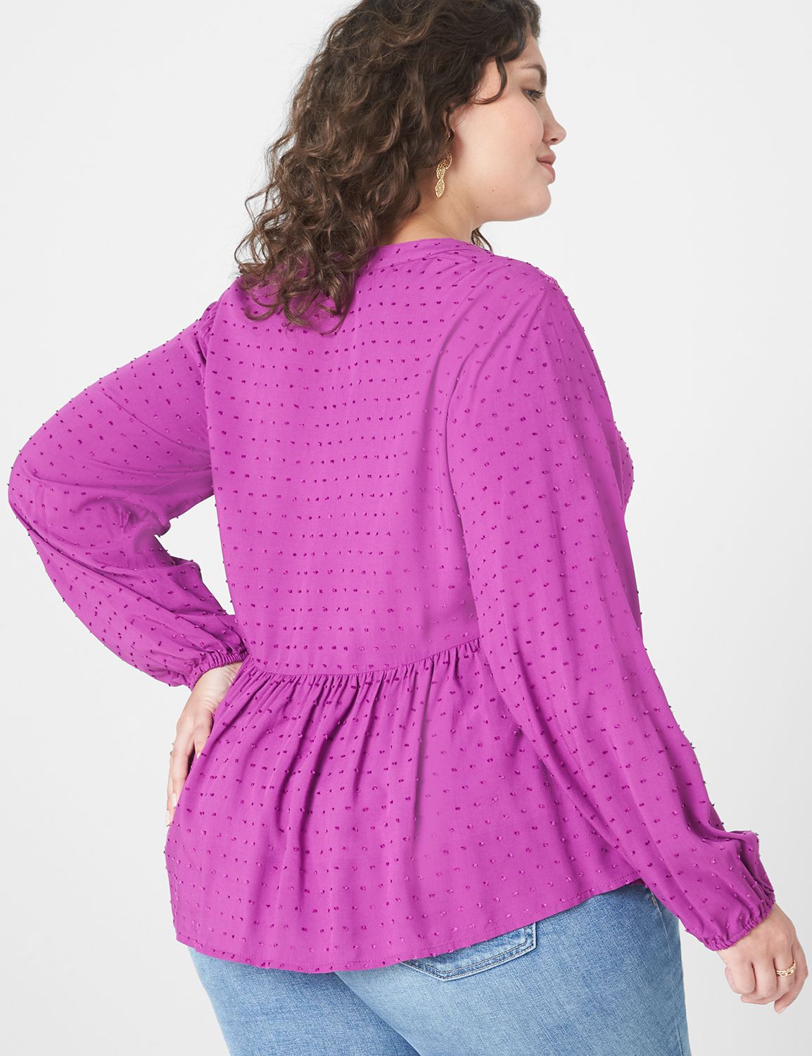 Long Sleeve V Neck Button Down Lace Product Image 2