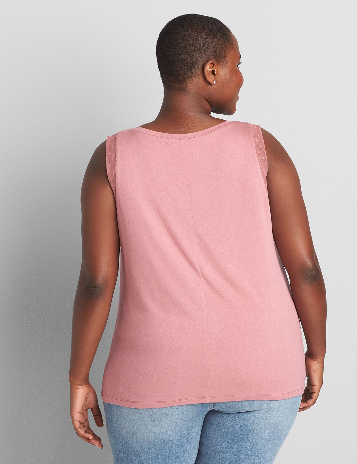 Ruched-Front V-Neck Tank With Mesh Detail Product Image 2