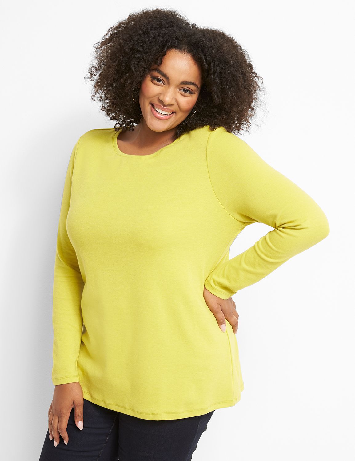 Long Sleeve Crew Neck 1x1 Rib Tee 1123163 copy of 1114776:PANTONE Warm Olive:30/32 Product Image 1