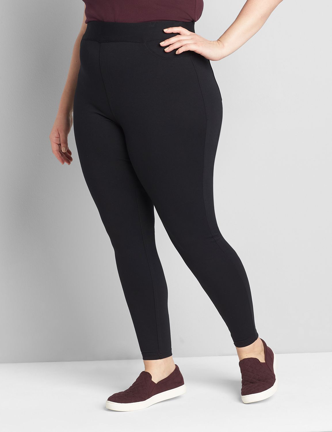 Time and Tru Women's High Rise Pull On Ponte Leggings 