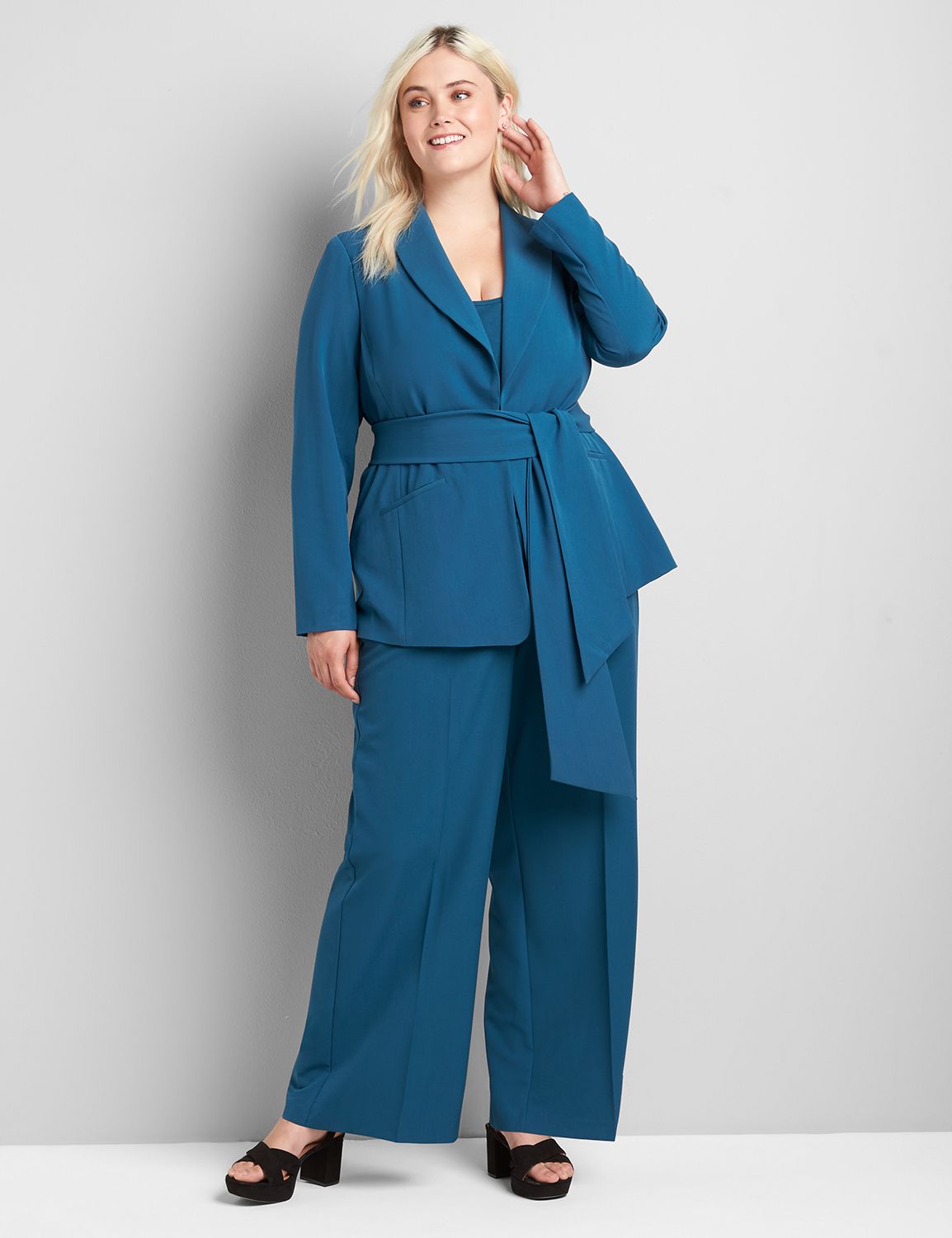 Shawl Collar Belted Blazer Product Image 3