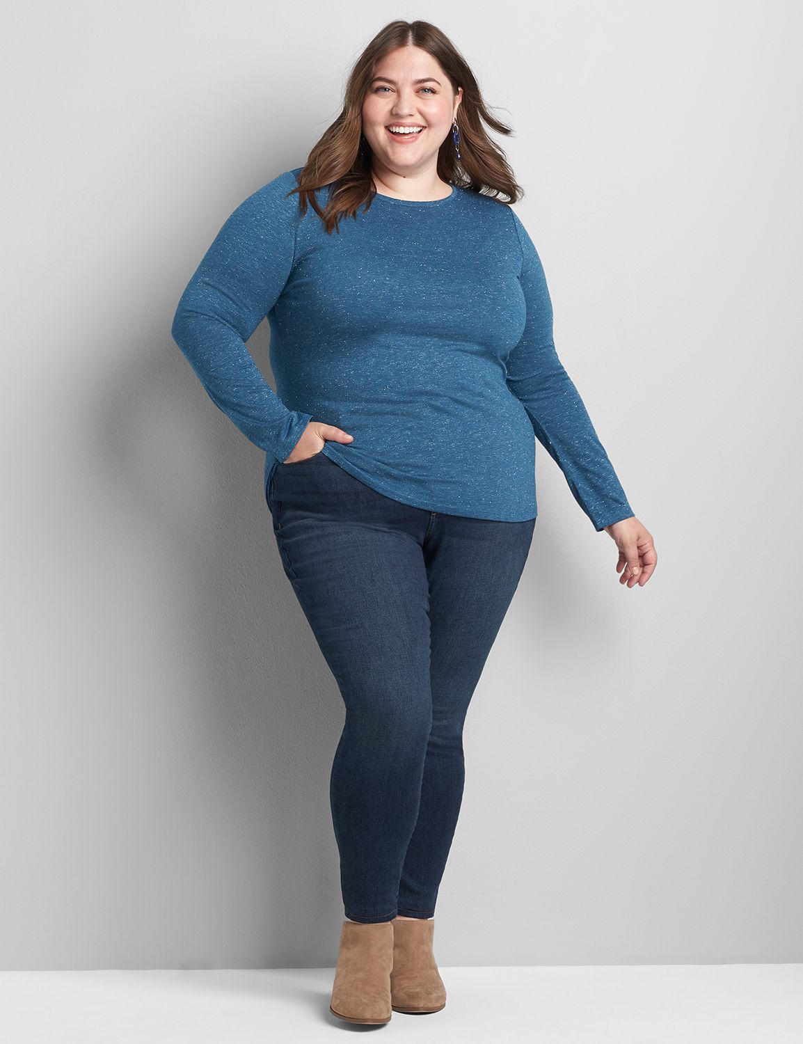 Long Sleeve Crew Neck Angelina Tee 1122318 Copy of 1117299:PANTONE Legion Blue:10/12 Product Image 3