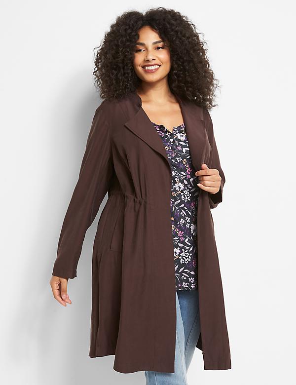 Soft Twill Duster Jacket With Side Slit