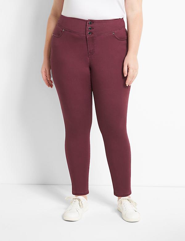 High-Rise 3-Button Sateen Jegging 