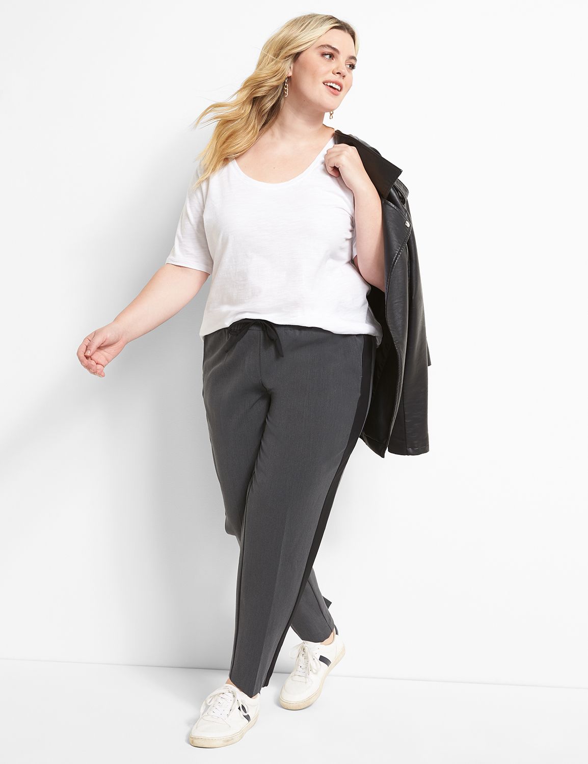 Perfect Drape Pull-on Ankle Pant w/ Side Stripe 1123503:B85 Dark Heather Grey:12 Product Image 3