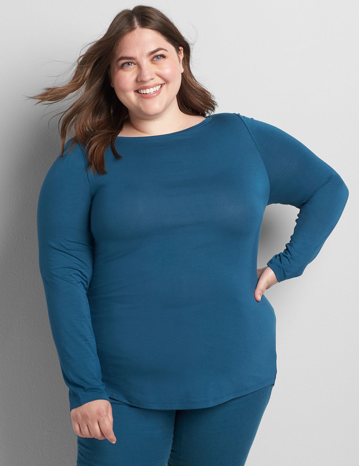 Boatneck Curved-Hem Tee Product Image 1
