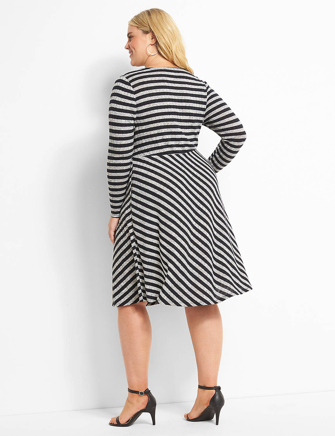 Long Sleeve Surplice Rib Fit and Flare 1122730:LBPS20153_BaileyStripe_colorway1:18/20 Product Image 2
