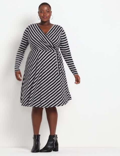 Ribbed Hacci Fit & Flare Dress