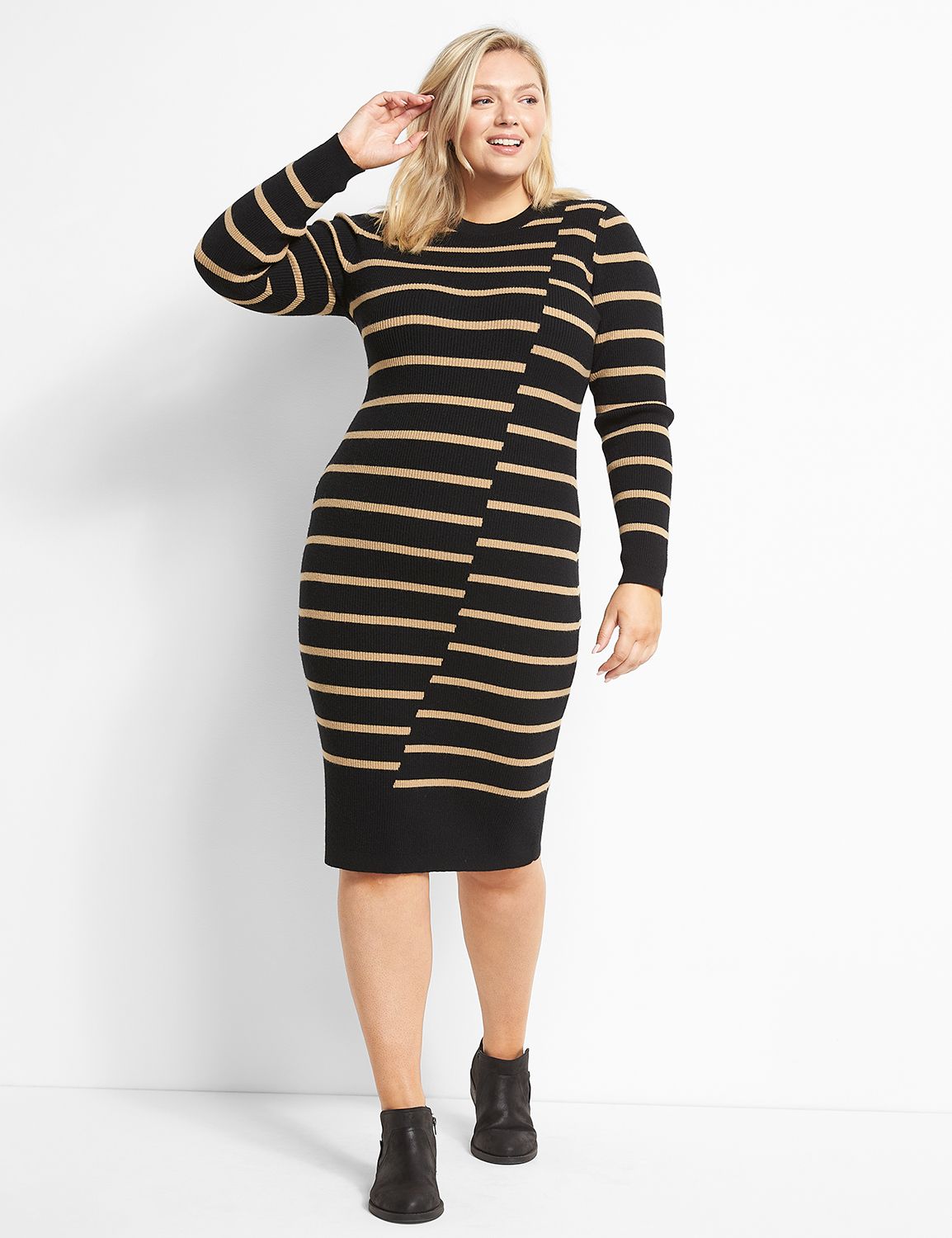 Mixed-Stripe Sweater Dress