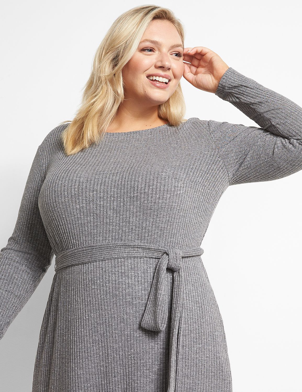 grey boatneck dress Grey Boat Neck Sweater Mini Dress main image 1
