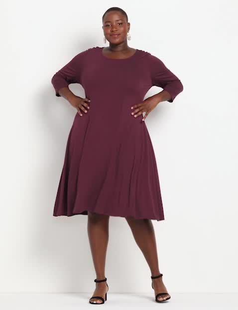 Scoop-Neck Fit & Flare Dress image number 0