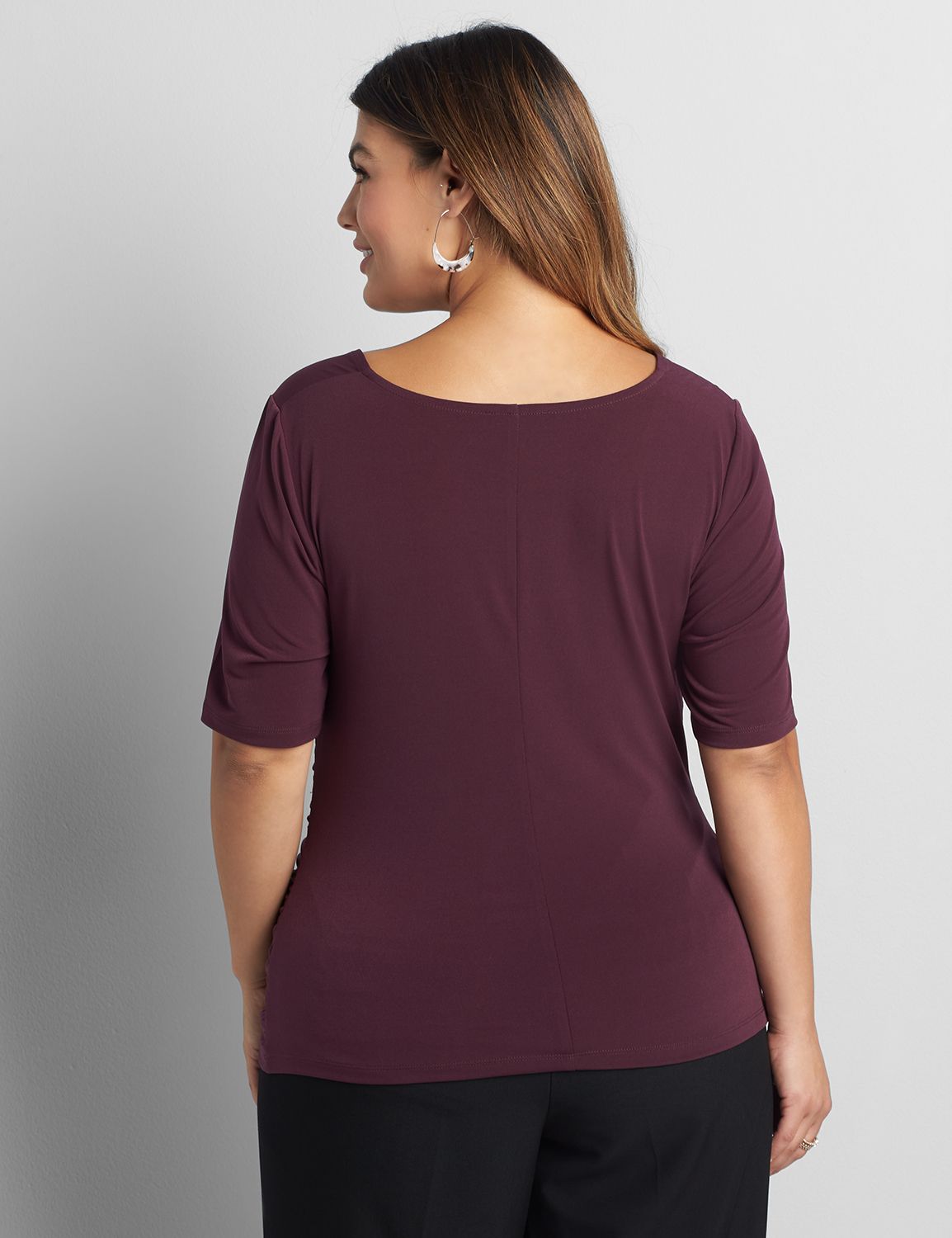 Perfect Sleeve Faux Wrap Drapey Knit Top 1122356:PANTONE Winetasting:14/16 Product Image 2