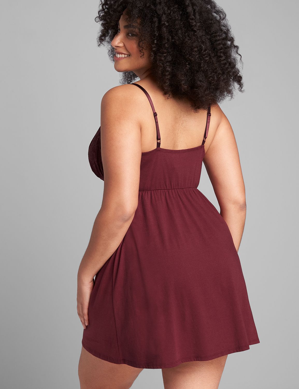 Knit Eyelash Lace High Apex Chemise LaneBryant