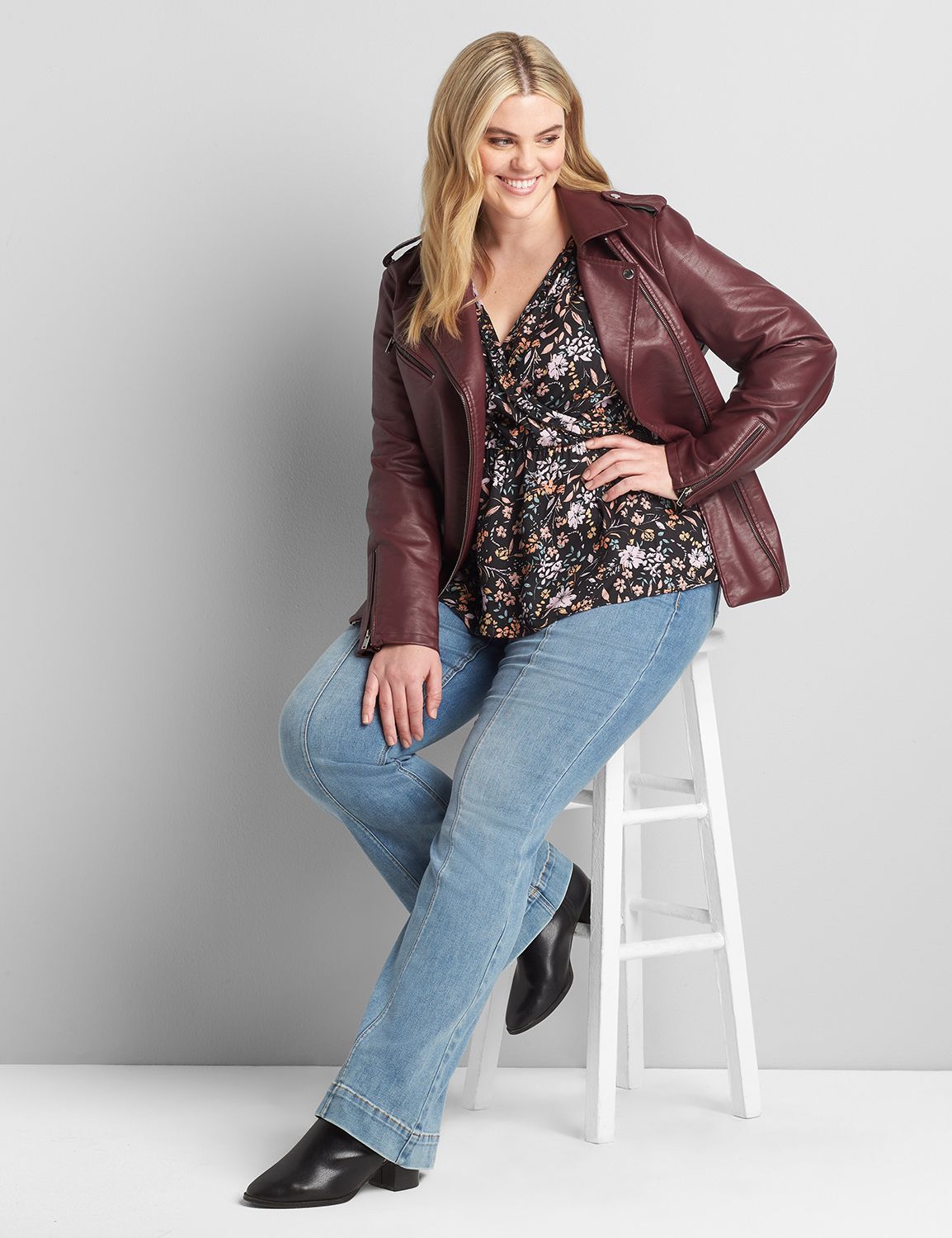 Floral Surplice Peplum Blouse
