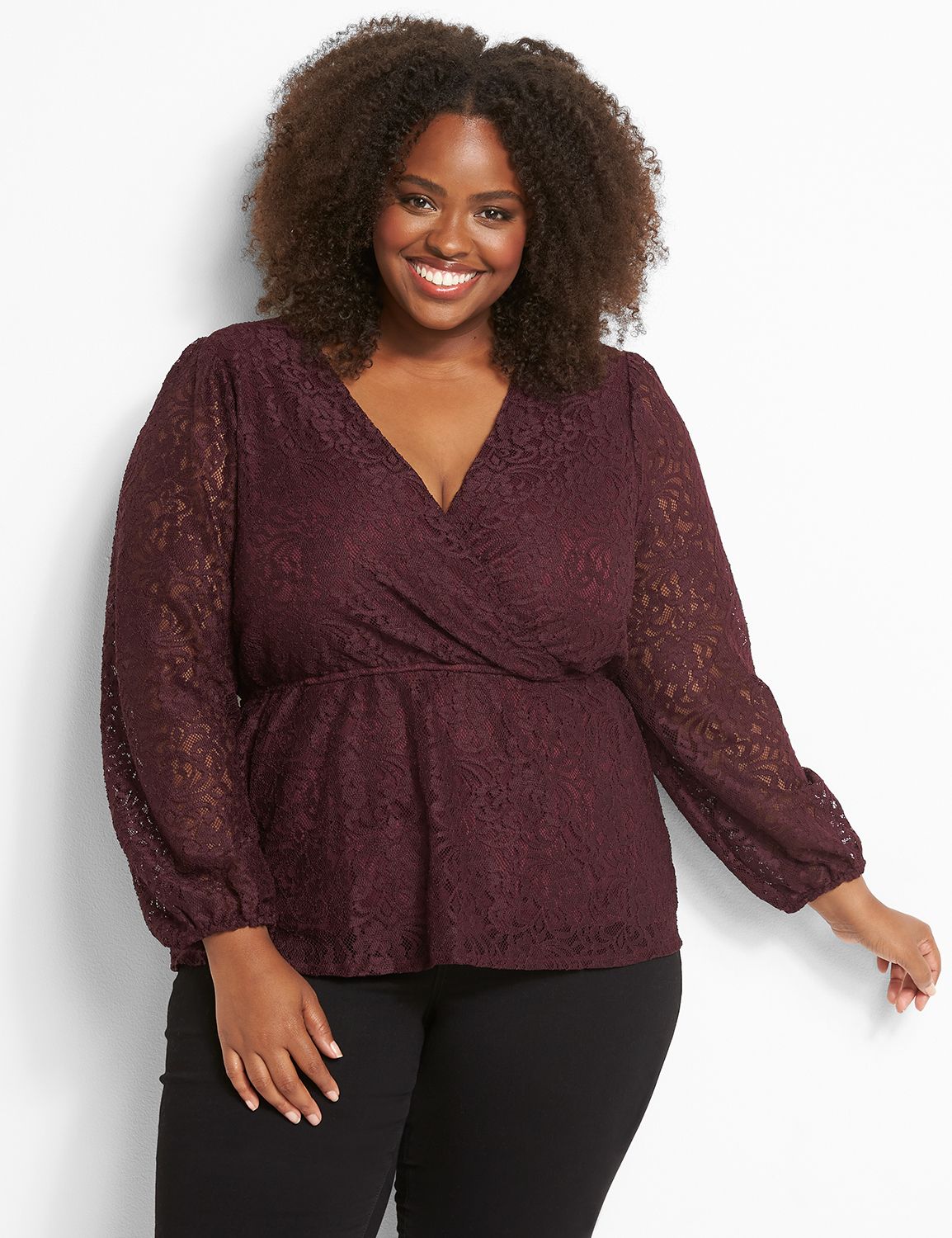 Surplice Peplum Blouse Product Image 1