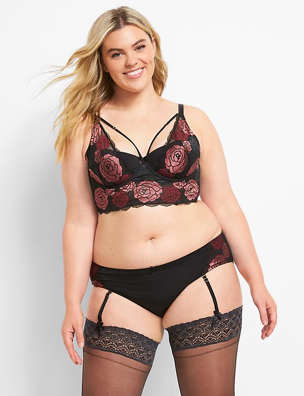 Floral Lace Longline French Balconette Bra 