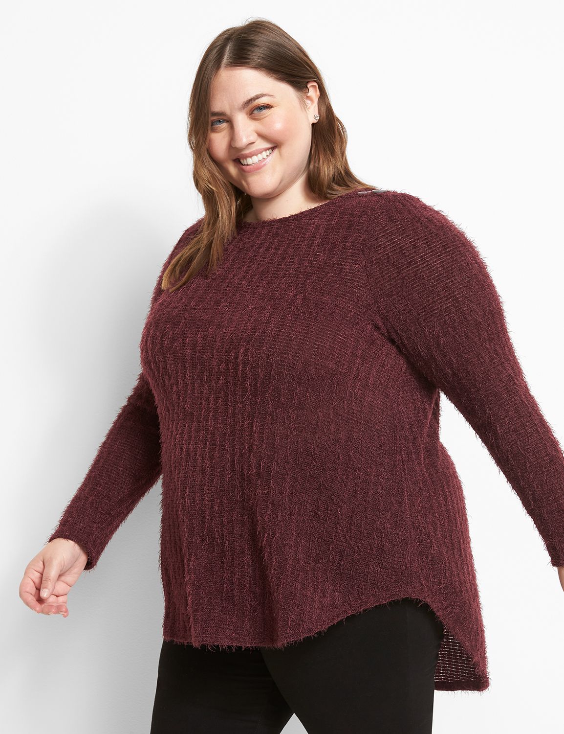 Long Sleeve Boat Neck Tunic In Eyelash 1122620:PANTONE Winetasting:10/12 Product Image 1