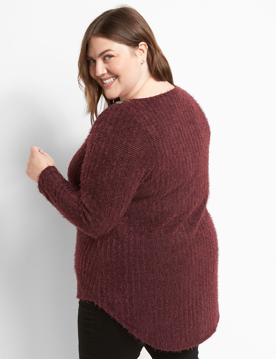 Long Sleeve Boat Neck Tunic In Eyelash 1122620:PANTONE Winetasting:10/12 Product Image 2