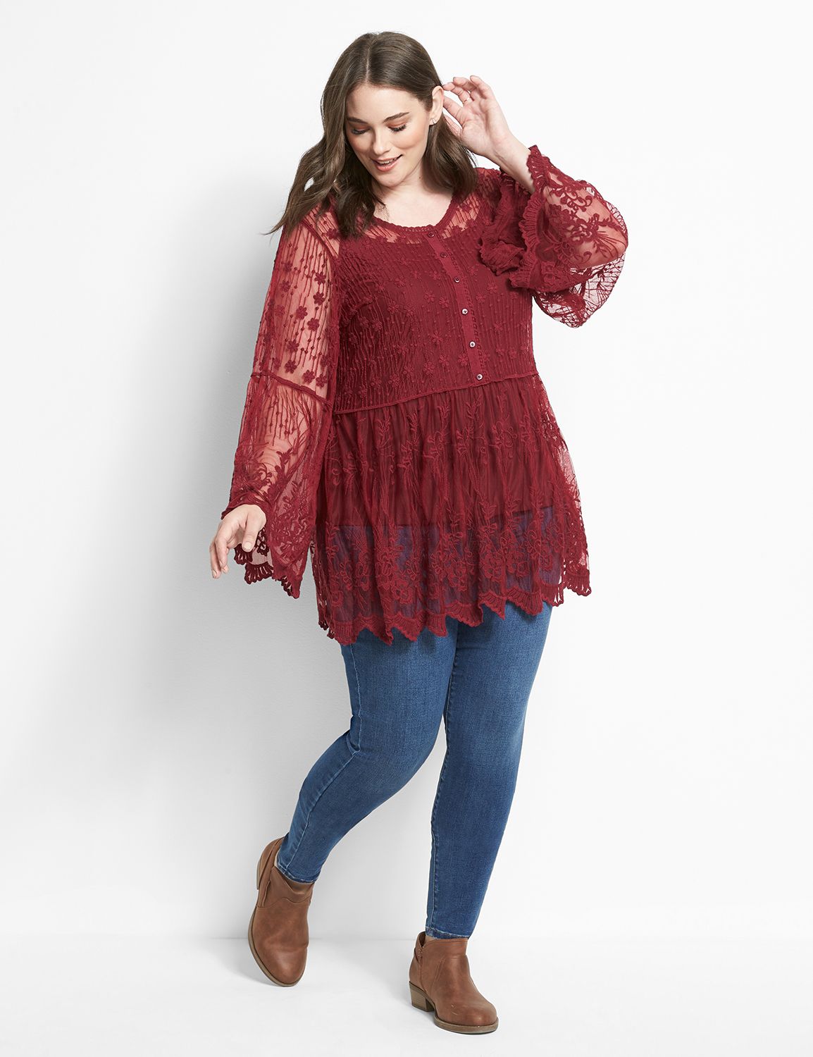 Embroidered Sheer Babydoll Top Product Image 3