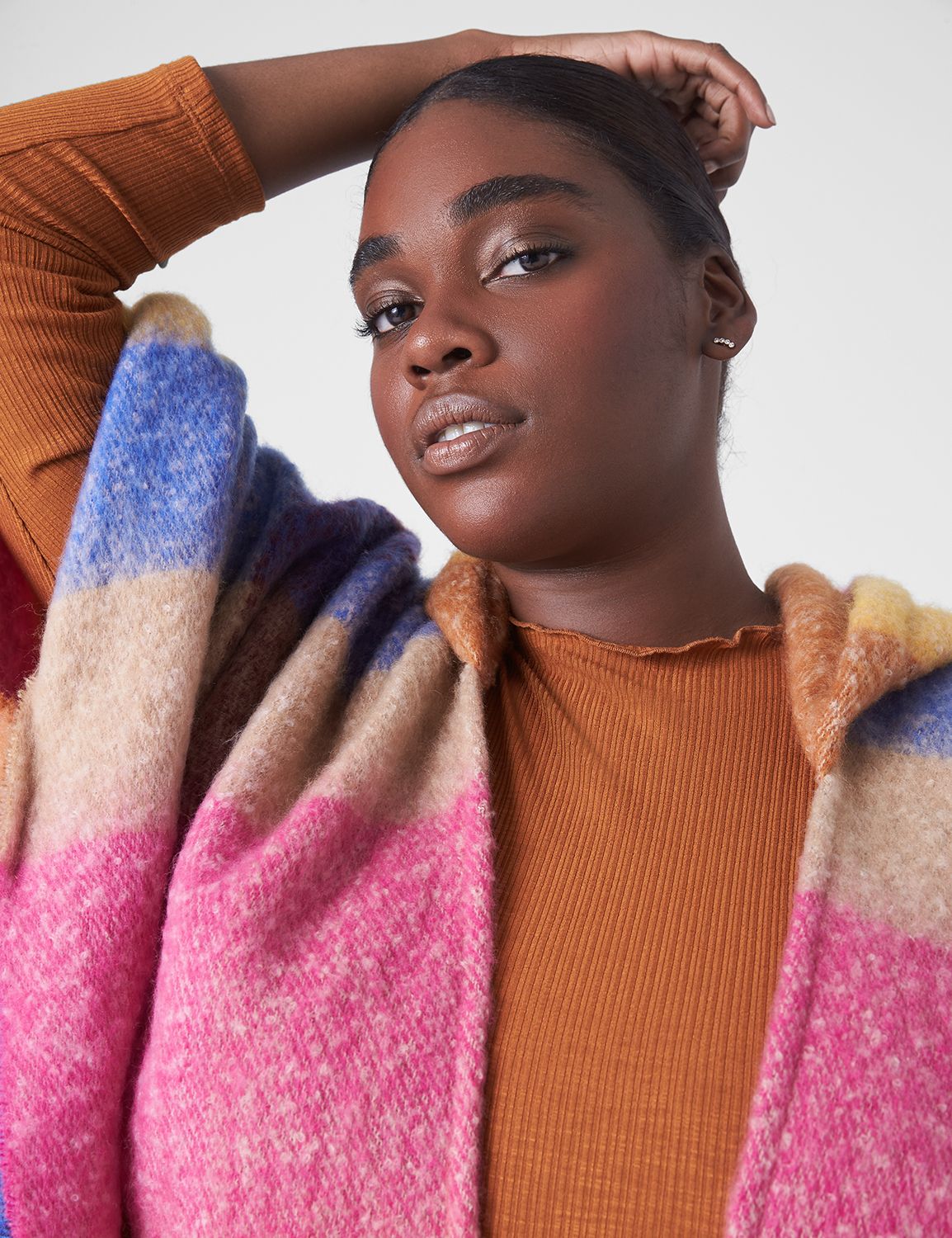 LARGE CHECK HOODED PONCHO