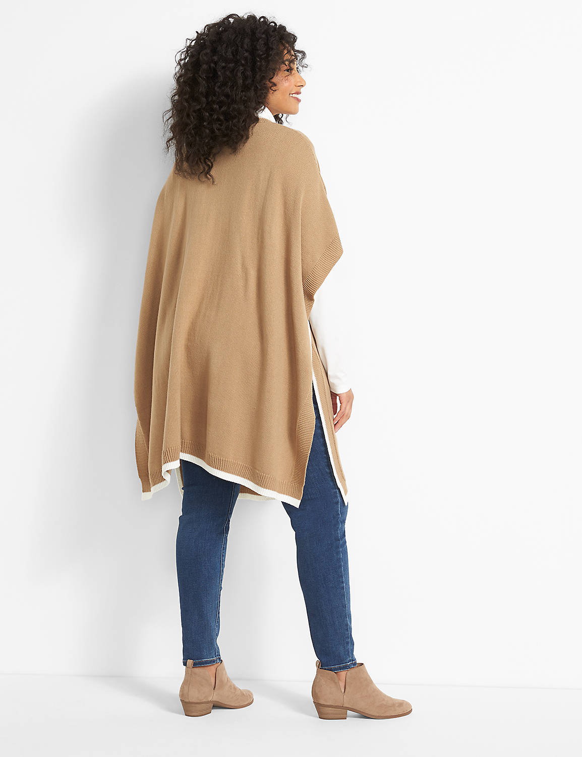 OPEN FRONT CONTRAST TIPPING  PONCHO:PANTONE Tannin:14/20 Product Image 2