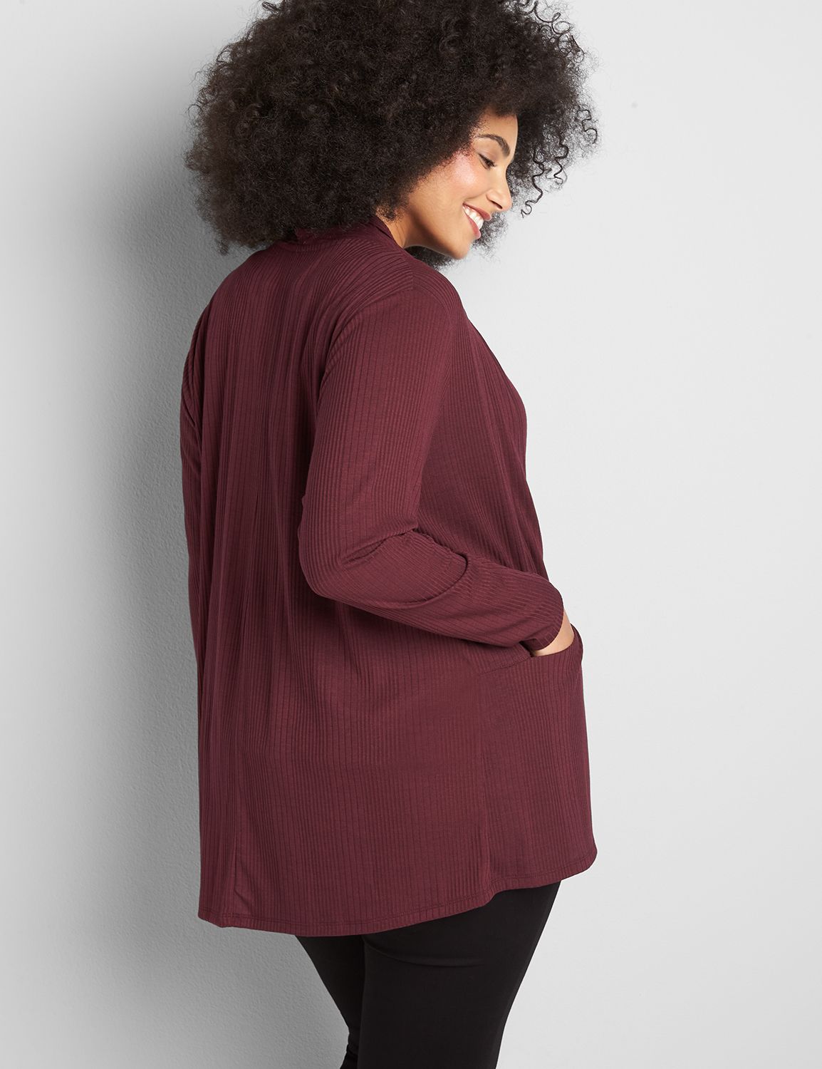 Heathered Open Front Cardigan with Pockets