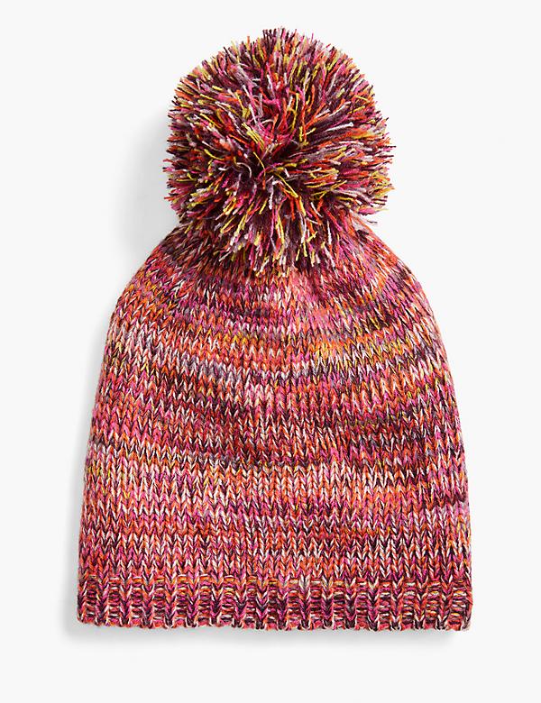 Marbled Knit Pom-Pom Hat