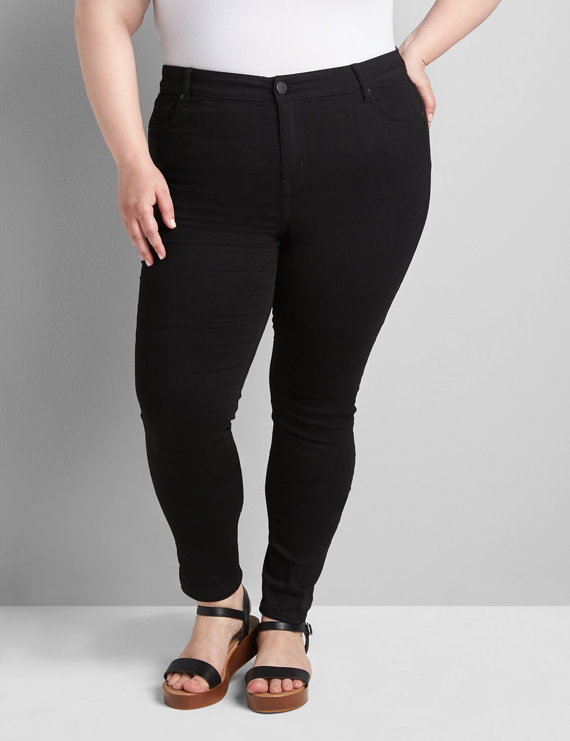 Straight Fit High-Rise Sateen Skinny Jean