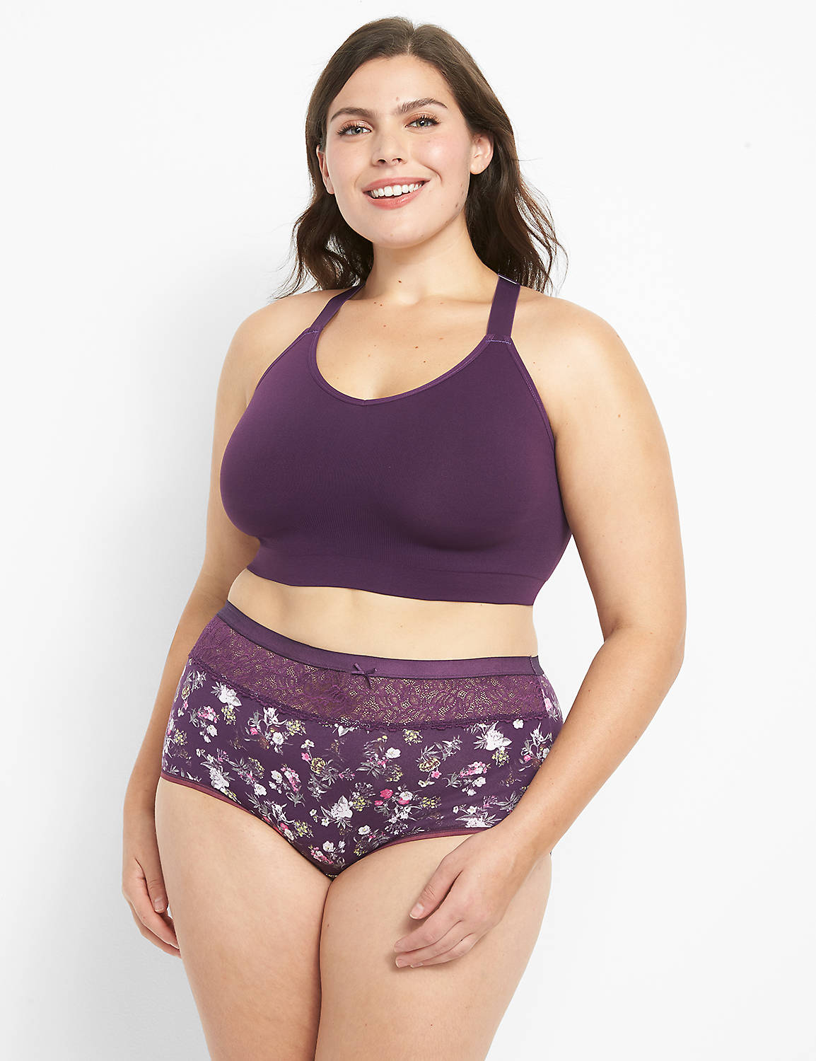 Seamless Lace back J-Hook Bralette  New stretch lace 1122920 S:PANTONE Purple Pennant:0/2 Product Image 1