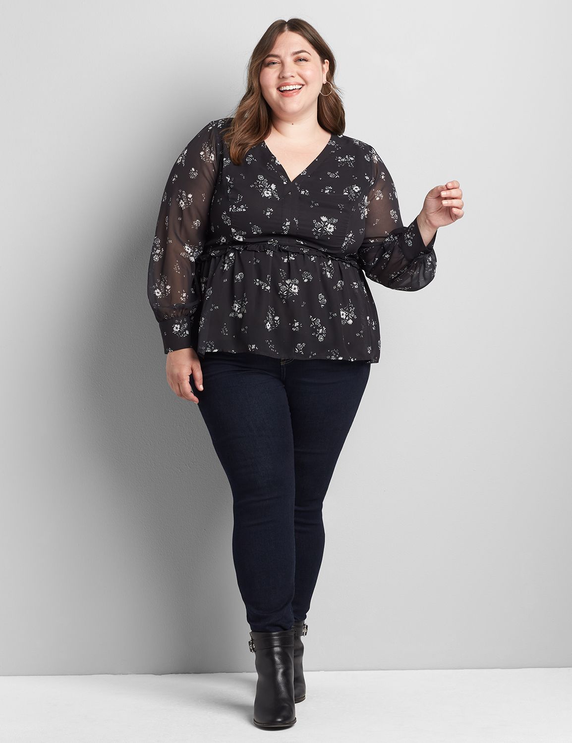 Ruffled Peplum Blouse Product Image 3